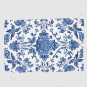 Blauwe Bloem Chinoiserie Witte Waterverf Golfhanddoek (Horizontaal)