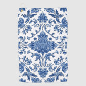 Blauwe Bloem Chinoiserie Witte Waterverf Golfhanddoek (Voorkant)