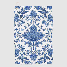 Blauwe Bloem Chinoiserie Witte Waterverf Golfhanddoek