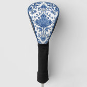 Blauwe Bloem Chinoiserie Witte Waterverf Golfheadcover (Voorkant)