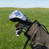 Blauwe Bloem Chinoiserie Witte Waterverf Golfheadcover (Insitu)