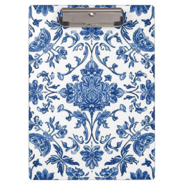 Blauwe Bloem Chinoiserie Witte Waterverf Klembord