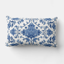 Blauwe Bloem Chinoiserie Witte Waterverf Kussen