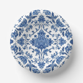 Blauwe Bloem Chinoiserie Witte Waterverf Papieren Kommen