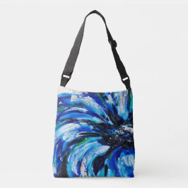 Blauwe bloem crossbody tas