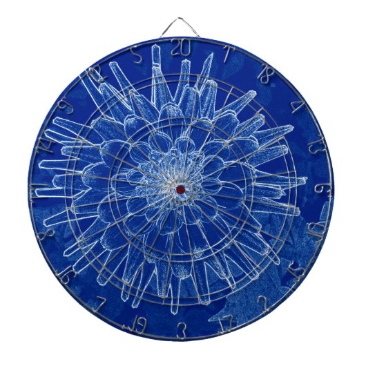 blauwe bloem dartbord (Voorkant)