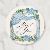 Blauwe bloem decoratie bedankjes labels (Achterkant)