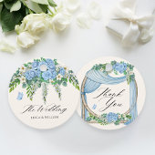 Blauwe bloem decoratie bedankjes labels