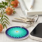 Blauwe bloem Design60001 Sleutelhanger (Voorkant Rechts)