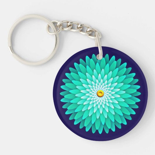 Blauwe bloem Design60001 Sleutelhanger (Voorkant)