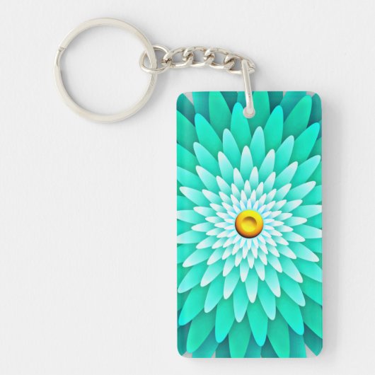 Blauwe bloem Design60001 Sleutelhanger (Voorkant)
