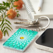 Blauwe bloem Design60001 Sleutelhanger (Voorkant Rechts)
