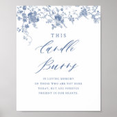 Blauwe bloem Deze kaars brandt bruiloft gedenkteke Poster (Voorkant)