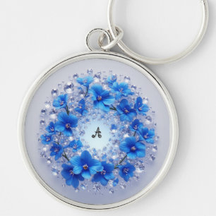 💎 Blauwe Bloem Diamant Op Maat Gemaakte Naam Bede Sleutelhanger