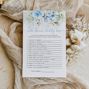 Blauwe bloem die het beste baby shower spel kent