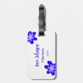 Blauwe bloem doodle naam titel jaar 20XX beroep Bagagelabel (Achterkant verticaal)