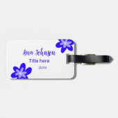 Blauwe bloem doodle naam titel jaar 20XX beroep Bagagelabel (Achterkant horizontaal)