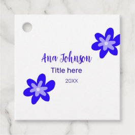 Blauwe bloem doodle naam titel jaar 20XX beroep Bedankjes Labels