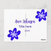 Blauwe bloem doodle naam titel jaar 20XX beroep Briefkaart (Achterkant)