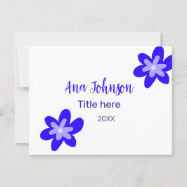 Blauwe bloem doodle naam titel jaar 20XX beroep Briefkaart