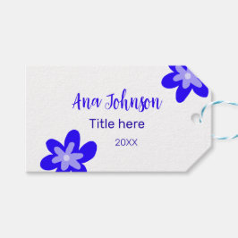 Blauwe bloem doodle naam titel jaar 20XX beroep Cadeaulabel