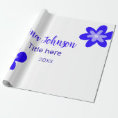 Blauwe bloem doodle naam titel jaar 20XX beroep Cadeaupapier (Uitgerold)