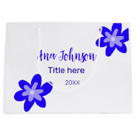 Blauwe bloem doodle naam titel jaar 20XX beroep Groot Cadeauzakje