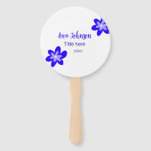 Blauwe bloem doodle naam titel jaar 20XX beroep Handwaaier (Achterkant)