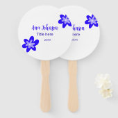 Blauwe bloem doodle naam titel jaar 20XX beroep Handwaaier (Voorkant en achterkant)