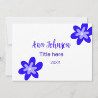 Blauwe bloem doodle naam titel jaar 20XX beroep