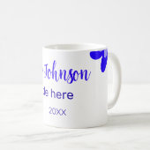 Blauwe bloem doodle naam titel jaar 20XX beroep Koffiemok (Voorkant rechts)