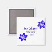 Blauwe bloem doodle naam titel jaar 20XX beroep Magneet (Voorkant / Achterkant)