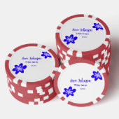 Blauwe bloem doodle naam titel jaar 20XX beroep Poker Chips (Opstapeling)