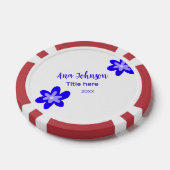 Blauwe bloem doodle naam titel jaar 20XX beroep Poker Chips (Enkel)
