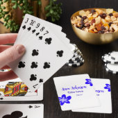 Blauwe bloem doodle naam titel jaar 20XX beroep Pokerkaarten (Insitu)