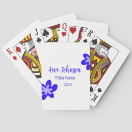 Blauwe bloem doodle naam titel jaar 20XX beroep Pokerkaarten