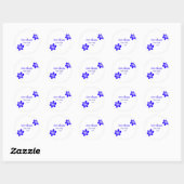 Blauwe bloem doodle naam titel jaar 20XX beroep Ronde Sticker (Vel)
