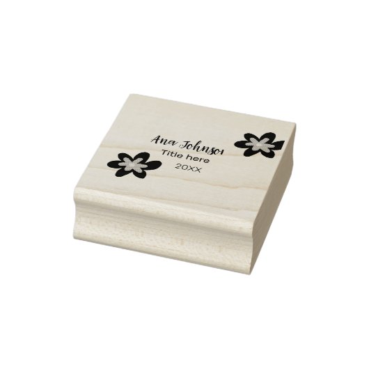 Blauwe bloem doodle naam titel jaar 20XX beroep Rubberstempel (Stempel)