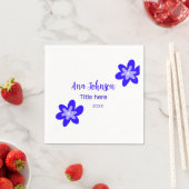 Blauwe bloem doodle naam titel jaar 20XX beroep Servet (Insitu)