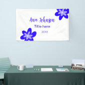 Blauwe bloem doodle naam titel jaar 20XX beroep Spandoek (Beurs)