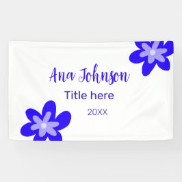 Blauwe bloem doodle naam titel jaar 20XX beroep Spandoek