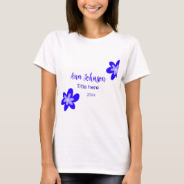 Blauwe bloem doodle naam titel jaar 20XX beroep T-shirt
