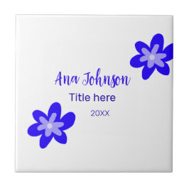 Blauwe bloem doodle naam titel jaar 20XX beroep Tegeltje