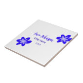 Blauwe bloem doodle naam titel jaar 20XX beroep Tegeltje (Zijkant)
