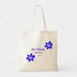 Blauwe bloem doodle naam titel jaar 20XX beroep Tote Bag