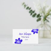 Blauwe bloem doodle naam titel jaar 20XX beroep Visitekaartje (Staand voorkant)