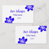 Blauwe bloem doodle naam titel jaar 20XX beroep Visitekaartje (Voorkant / Achterkant)