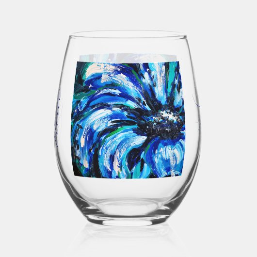 Blauwe bloem Drinkware Set Wijnglas Zonder Voet (Voorkant)