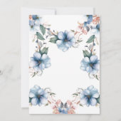 Blauwe Bloem Dubbele Persoonlijke Trouw Uitnodigin Kaart (Achterkant)
