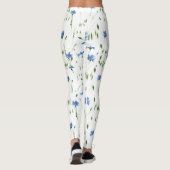 Blauwe bloem en groene bladeren, doorzichtig leggings (Achterkant)